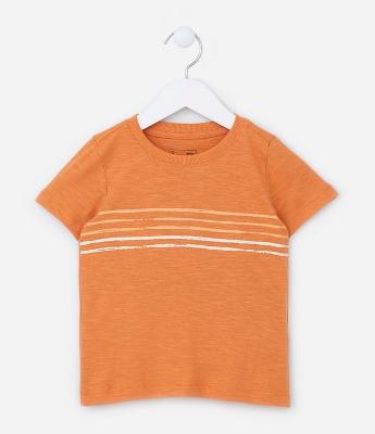 Camiseta Infantil com Listras no Peito - Tam 1 a 5 Anos