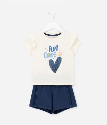 Conjunto Infantil com Babadinhos e Paetê - Tam 1 a 5 Anos