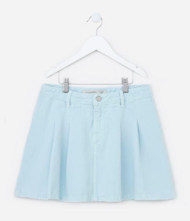 Saia Infantil em Jeans com Pregas - Tam 5 a 14 Anos - 1