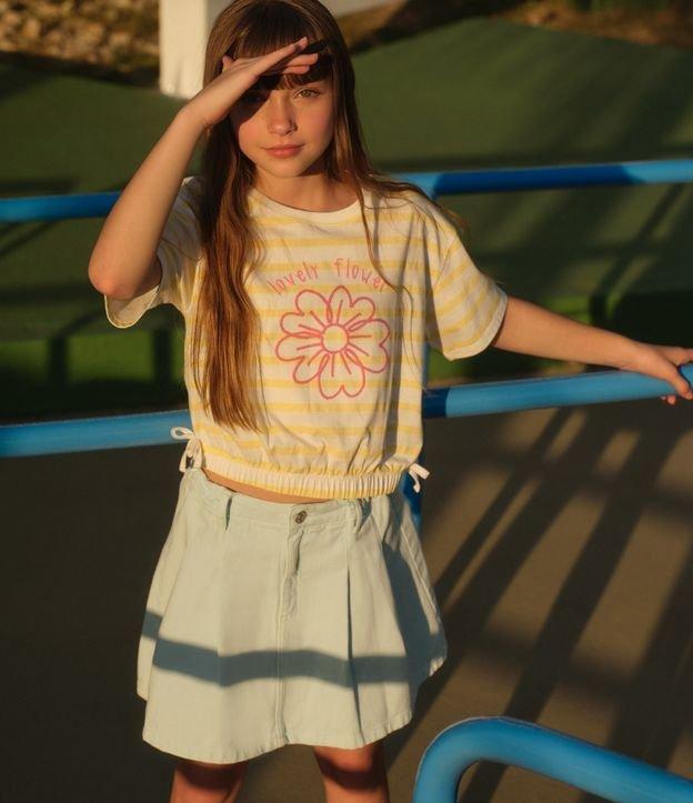 Saia Infantil em Jeans com Pregas - Tam 5 a 14 Anos - 2