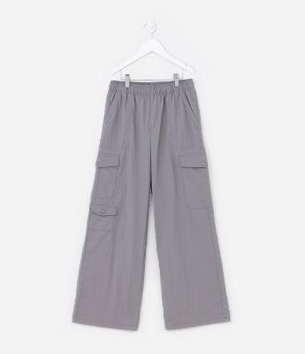 Calça Cargo Infantil em Microfibra com Bolsos Laterais - Tam 5 a 14 Anos