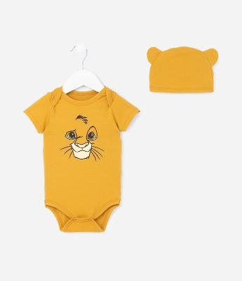 Body Infantil em Suedine com Estampa do Simba - Tam 0 a 18 meses