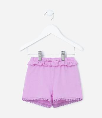 Short Infantil com Babadinhos e Pompons - Tam 1 a 5 Anos