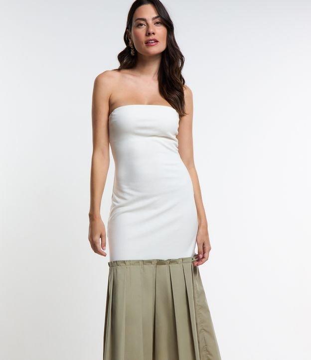 Vestido Tomara que Caia em Ribana com Babado Drapeado na Barra - 2