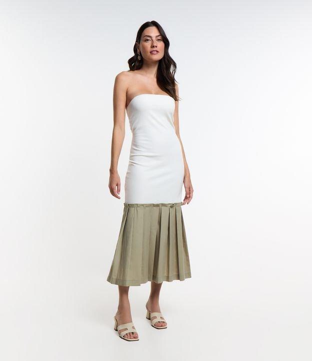 Vestido Tomara que Caia em Ribana com Babado Drapeado na Barra - 3