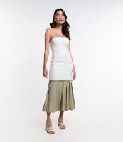 Vestido Tomara que Caia em Ribana com Babado Drapeado na Barra - 3