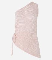 Blusa Ombro Só Assimétrico com Franzido e Amarração Lateral - 1