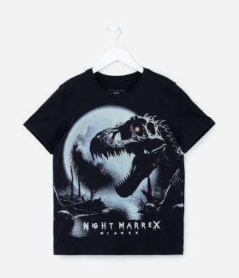 Camiseta Infantil com Estampa Dino Halloween - Tam 5 a 14 Anos