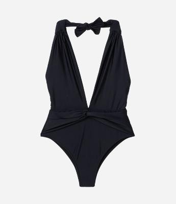 Maiô Frente Única em Microfibra com Decote Profundo