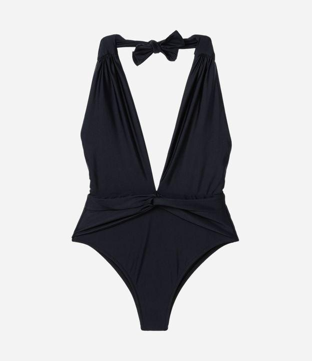 Maiô Frente Única em Microfibra com Decote Profundo - 1