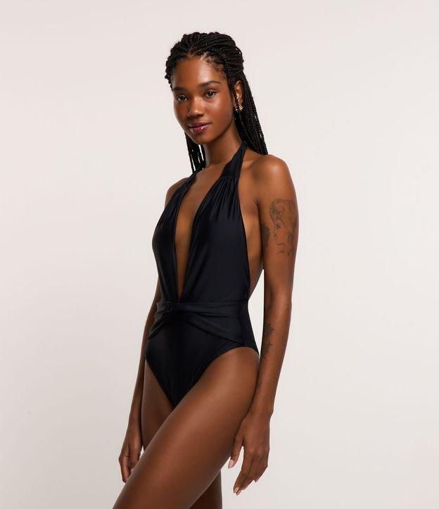 Maiô Frente Única em Microfibra com Decote Profundo - 2