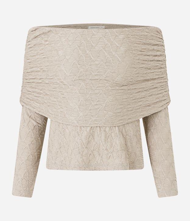 Blusa Ombro a Ombro Ajustada em Tecido Texturizado - 1