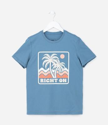 Camiseta Infantil em Algodão Estampa Paisagem Right On - Tam 5 a 14 anos