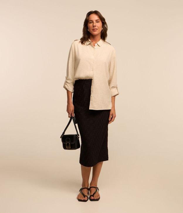 Saia Reta com Cós Elástico e Texturas - 2