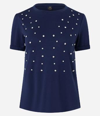 Blusa com Gola Redonda e Aplicação de Hotfix