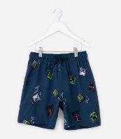 Bermuda de Banho Infantil com Estampa Minecraft Tam - 04 a 12 Anos - 1