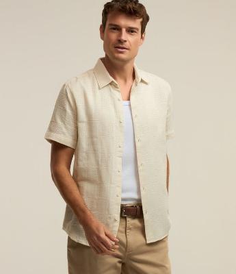 Camisa em Algodão com Textura em Patchwork