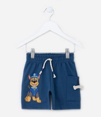 Bermuda Infantil com Estampa Interativa de Ossinho Patrulha Canina - Tam 2 a 5 Anos