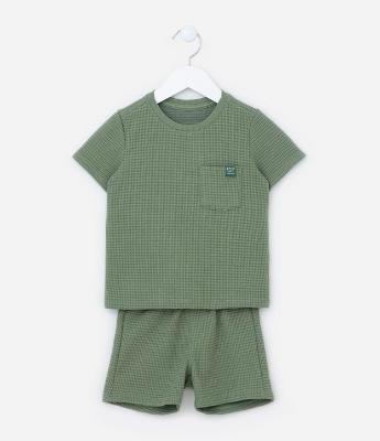 Conjunto Infantil em Moletom Texturizado com Bolsinho - 1 a 5 Anos