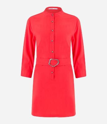 Vestido Alfaiatado com Abotoamento Frontal e Cinto Fivela