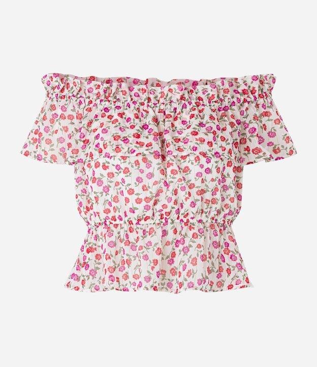 Blusa Ombro a Ombro em Crepe com Estampa Floral - 1