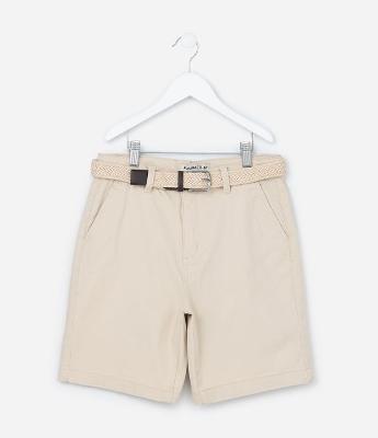 Bermuda Infantil com Cinto Trançado - Tam 05 a 14 Anos