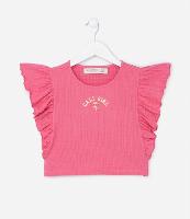 Blusa Cropped Infantil com Textura e Babado nas Cavas - Tam 5 a 14 Anos - 1