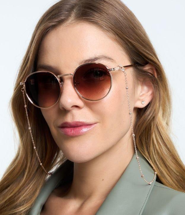 Óculos de Sol Redondo com Haste Fina e Correntinha Removível - 1