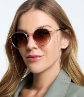 Óculos de Sol Redondo com Haste Fina e Correntinha Removível - 1