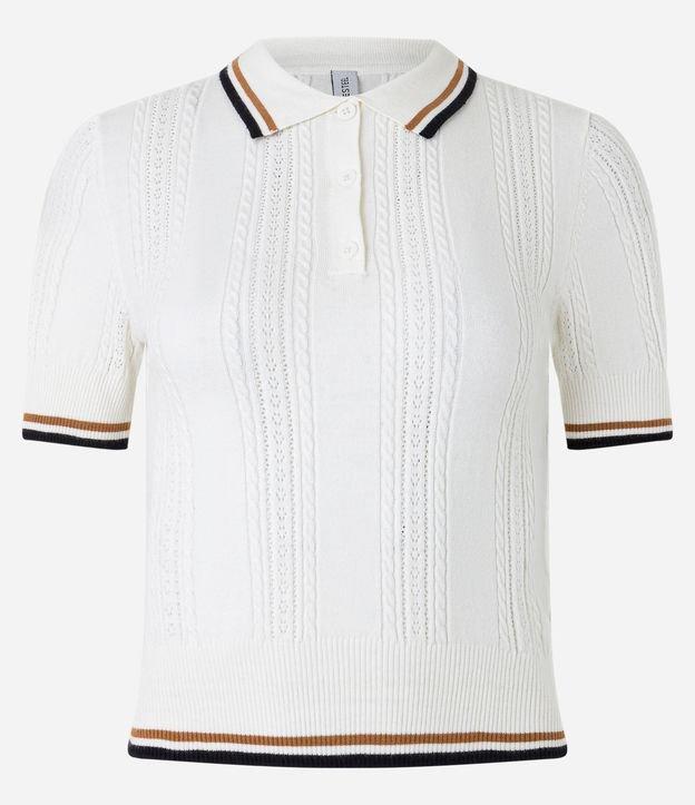 Blusa Polo em Tricô com Mix de Pontos e Listras Contrastantes - 2