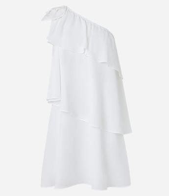 Vestido Ombro Só em Chiffon com Babados