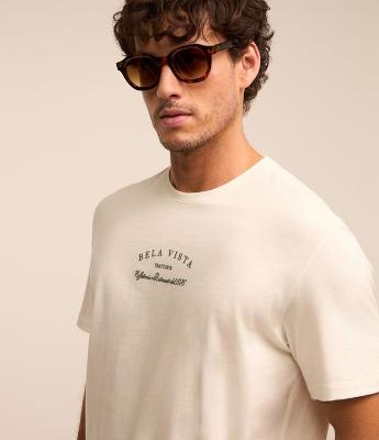 Camiseta em Algodão com Estampa Lettering