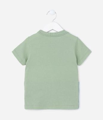 Camiseta Comfort Infantil em Malha Piquet com Blocos de Cor - Tam 1 a 5 anos
