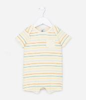 Macacão Infantil Canelado com Estampa de Listras - Tam 0 a 18 meses - 1