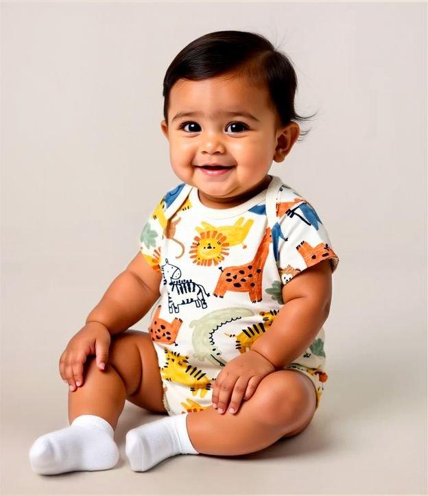 Body Infantil em Algodão com Estampa Bichinhos na Floresta - Tam 0 a 18 meses - 2