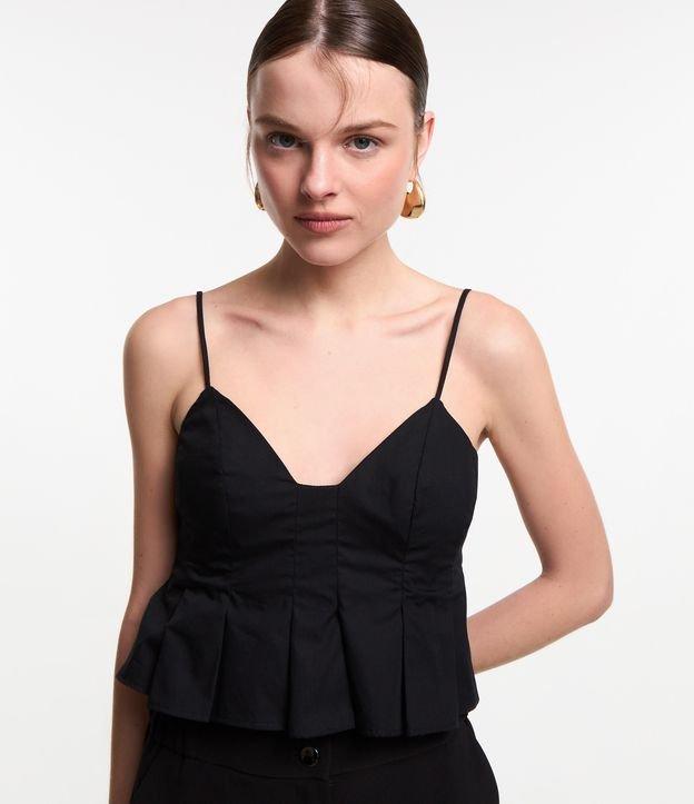 Blusa em Tricoline com Pregas na Barra e Zíper nas Costas - 1
