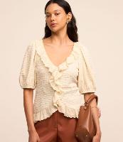 Blusa em Tecido Texturizado com Manga Bufante e Babados - 1