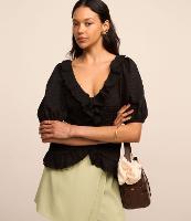 Blusa em Tecido Texturizado com Manga Bufante e Babados - 1