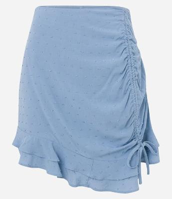 Short Saia Texturizado em Viscose com Franzido Lateral