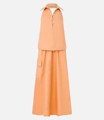 Vestido Frente Única Alfaiatado com Sobreposição