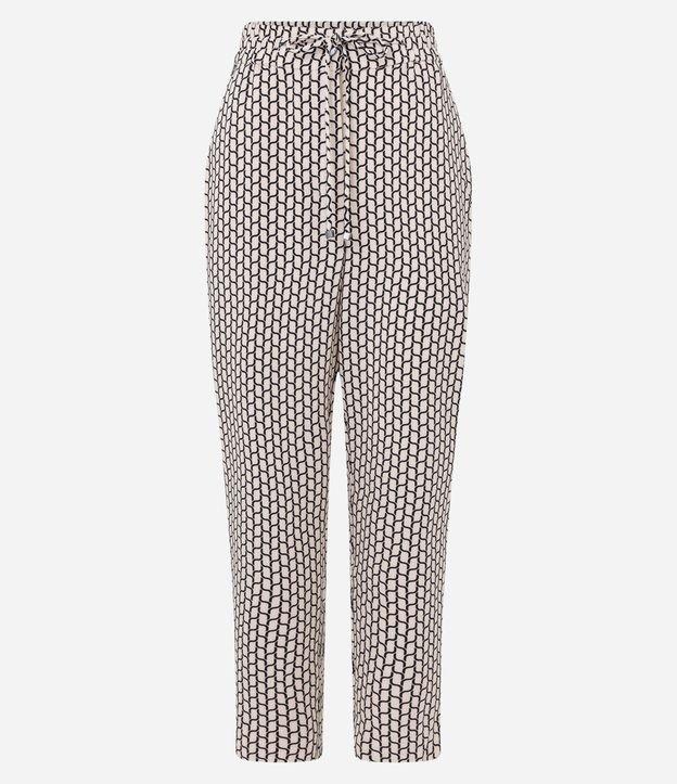 Calça Fluida em Crepe com Amarração e Estampa Geométrica - 1