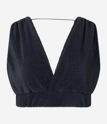 Blusa Cropped com Alças Largas e Elástico na Cintura