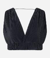 Blusa Cropped com Alças Largas e Elástico na Cintura - 1