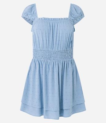 Macaquinho Texturizado em Viscose com Lastex e Babados