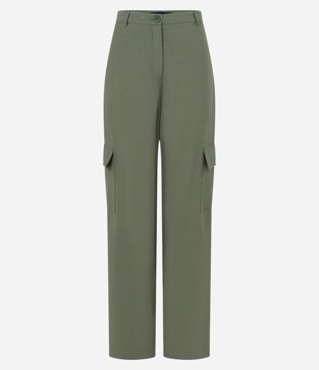 Calça Reta em Alfaiataria com Bolsos Cargo - 1