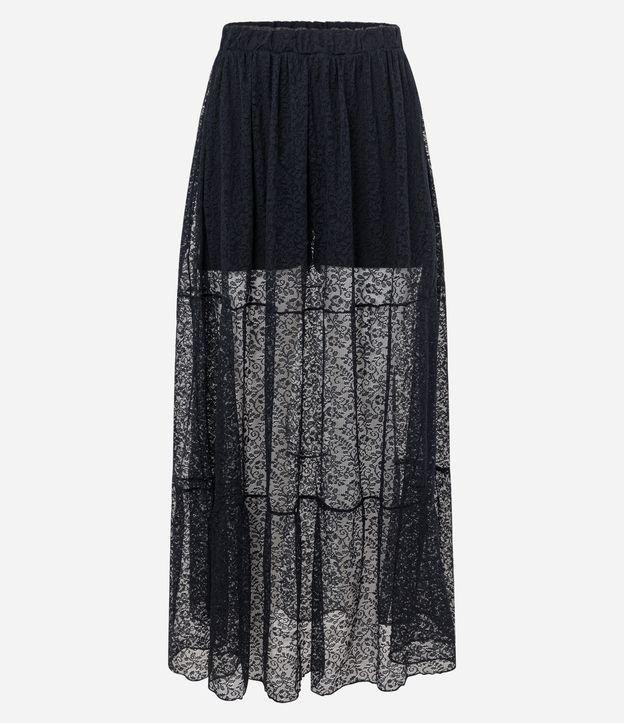 Saia Longa em Renda com Forro Curto e Barra com Acabamento de Picot - 1