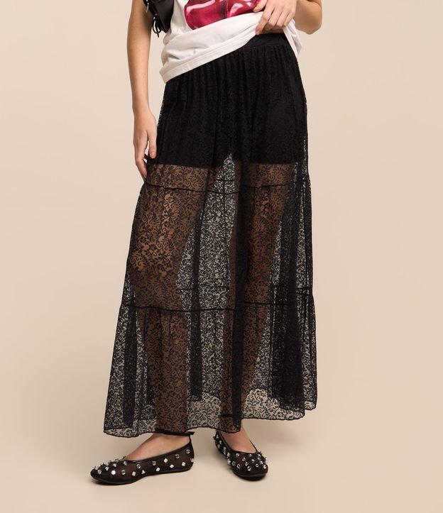Saia Longa em Renda com Forro Curto e Barra com Acabamento de Picot - 2