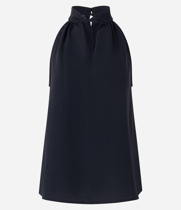 Blusa sem Manga em Jacquard com Golinha Alta e Detalhe Vazado - 1