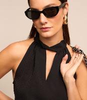 Blusa sem Manga em Jacquard com Golinha Alta e Detalhe Vazado - 2