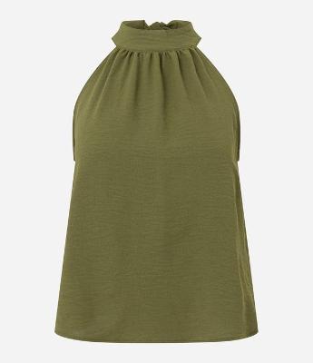 Blusa em Crepe com Gola Halter e Amarração nas Costas